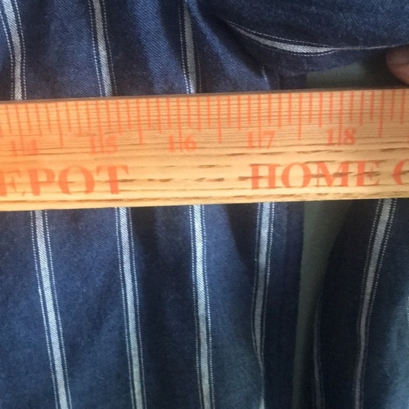 J. Crew Linen Tie Waist Long Sleeve Top Indigo Gauze Stripe SZ 8. Coastal - Picture 7 of 11